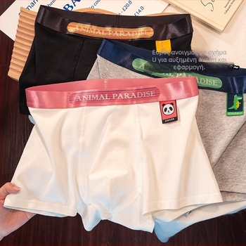 Ανδρικοί μποξέρ από βαμβακερό πλεκτό ύφασμα, 95–100% βαμβάκι, μεσαία μέση, ζωικό μοτίο