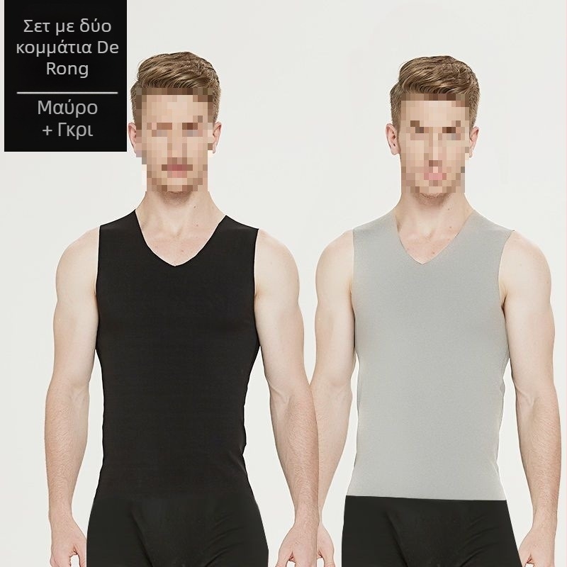 Θερμικό γιλέκο χωρίς ραφές με φλίς επένδυση, βαμβακερό ύφασμα, V-λαιμός, Άνοιξη 2024