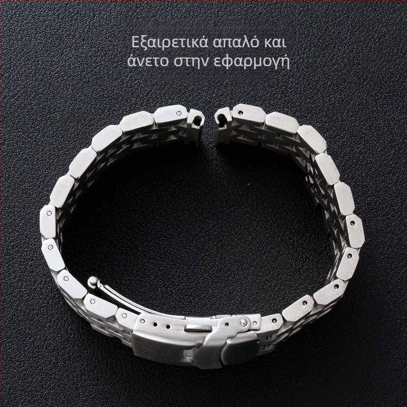 Ανοξείδωτο λουράκι ρολογιού με διπλό κούμπωμα και πέντε κόμβους για μηχανικά ρολόγια — ελαφρύ πολυτελές σχέδιο, καθημερινό στυλ μόδας