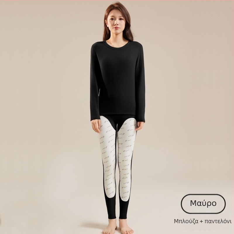 Σετ θερμικής βάσης για γυναίκες: τοπ και παντελόνι με φλίς επένδυση, κύριο ύφασμα πολυεστέρας με επένδυση σπαντέξ, παχύ, 181–200 g/m², διατηρεί τη ζεστασιά