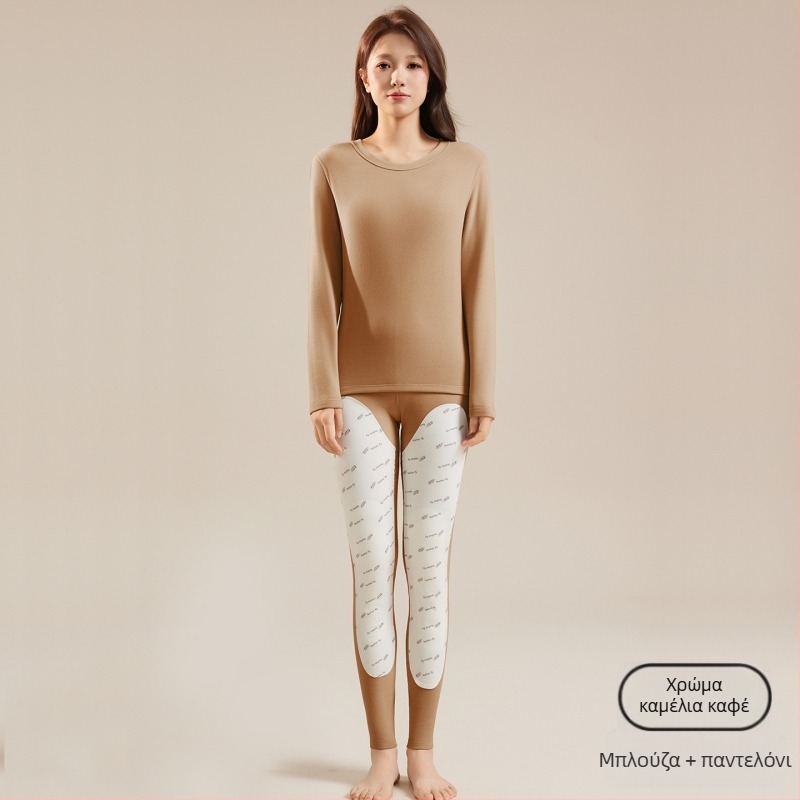 Σετ θερμικής βάσης για γυναίκες: τοπ και παντελόνι με φλίς επένδυση, κύριο ύφασμα πολυεστέρας με επένδυση σπαντέξ, παχύ, 181–200 g/m², διατηρεί τη ζεστασιά