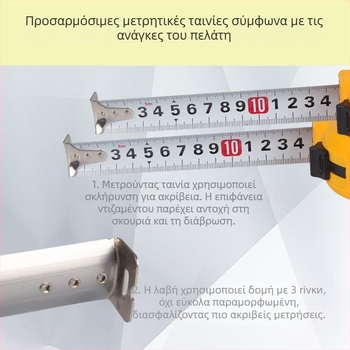 Dongsheng ανοξείδωτος μετρητής ταινίας, πλάτος λάμας 19 mm, προστατευτική θήκη, για μέτρηση, σετ 180