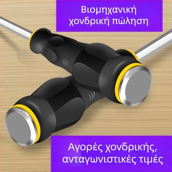 Σετ κατσαβίδια με κεφαλές Phillips και επίπεδης, μαγνητικό, χρωμοβάνιο ατσάλι, λαβή PP, βάρος 0,12 кг