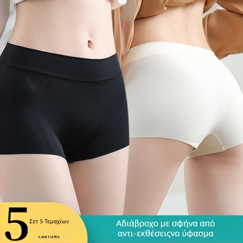 Γυναικεία εσώρουχα ασφαλείας από Ice Silk, μεσαία μέση, αντι-διαφανές, αντιβακτηριακό, επένδυση καβάλου 100% βαμβάκι, 75% νάιλον