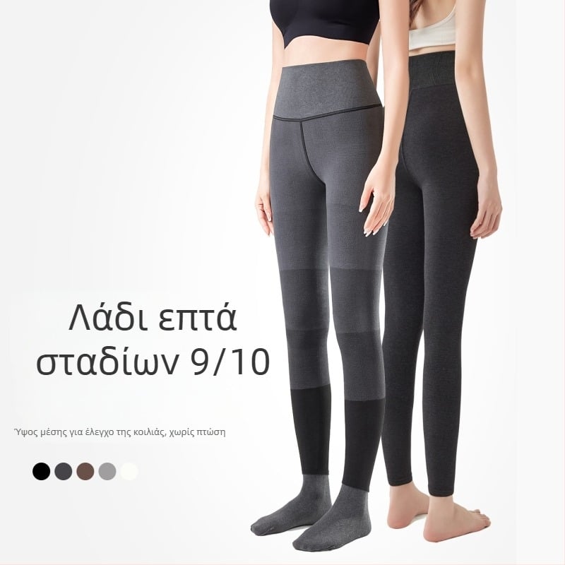 Γυναικεία καλσόν με επένδυση φλις, χοντρά, με τμηματική συμπίεση, μέχρι τη γάμπα, ζεστά και σμιλεύουν τη σιλουέτα, γκρι