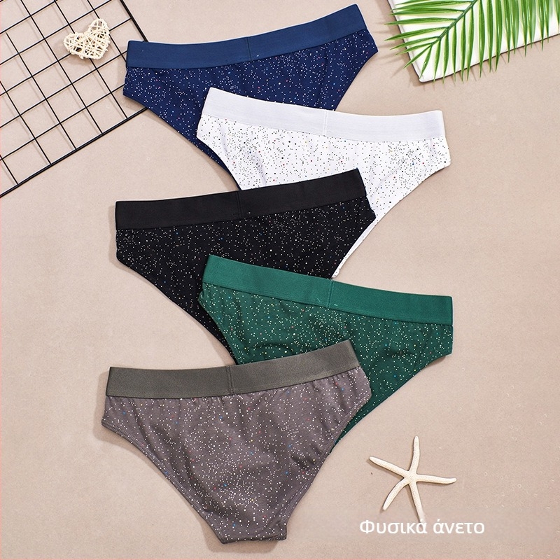 Ανδρικά σλιπ από βαμβάκι με σχέδιο αστέρια, μεσαία μέση, αναπνεύσιμα, 95–100% βαμβάκι