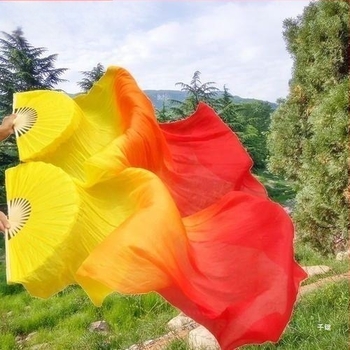 Χειροκίνητος χορευτικός ανεμιστήρας από τεχνητό μετάξι, διαβαθμισμένος σχεδιασμός φλόγας για καλλιτεχνικές εμφανίσεις (ενήλικες, καλοκαίρι 2021)