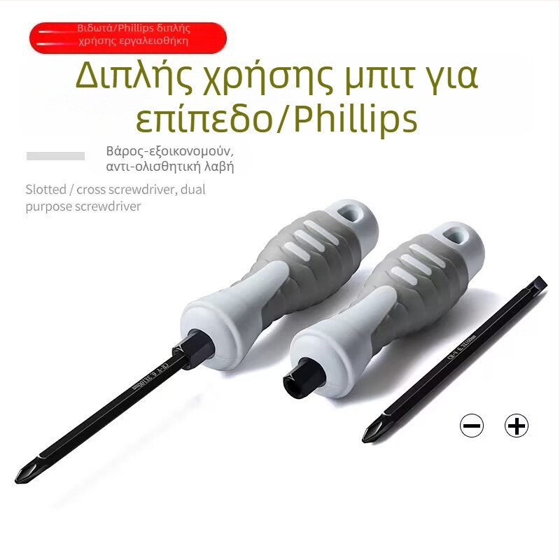 Διπλής άκης κατσαβίδι με κεφαλές Phillips και ευθύς, από Cr-Mo ατσάλι, μαγνητικό, διάμετρος βιδών 6 mm