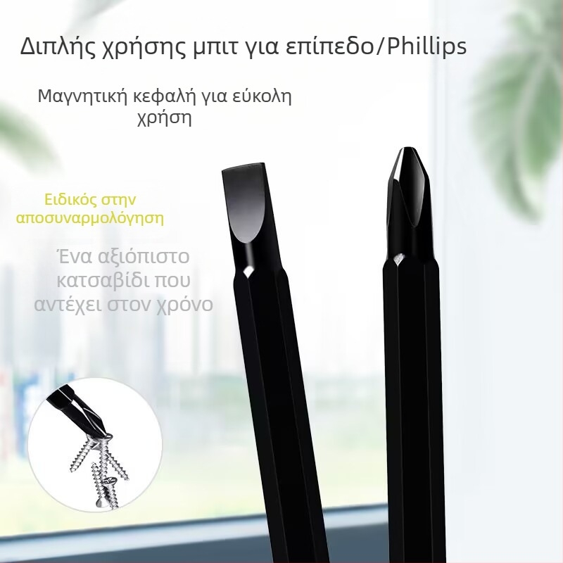 Διπλής άκης κατσαβίδι με κεφαλές Phillips και ευθύς, από Cr-Mo ατσάλι, μαγνητικό, διάμετρος βιδών 6 mm