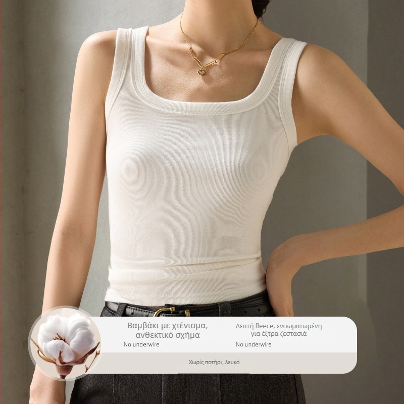 Γυναικείο γιλέκο από βισκόζη με φλις επένδυση, ζεστό, μονόστρωτο, τετράγωνος λαιμός