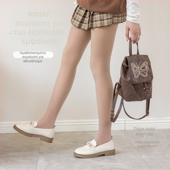 Γυναικείες ναϊλον καλτσες με υψηλή μέση για σμίλευση, μονόχρωμο σχέδιο, παχύτερο ύφασμα, πλήρους μήκους