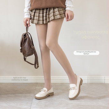 Γυναικείες ναϊλον καλτσες με υψηλή μέση για σμίλευση, μονόχρωμο σχέδιο, παχύτερο ύφασμα, πλήρους μήκους