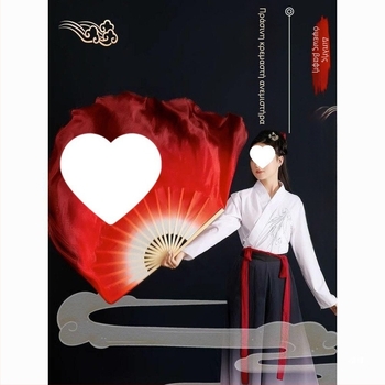 Φαν χορού από συνθετικό μετάξι, Yangko στυλ, διπλής όψης, κλασικός φαν χορού για τετράγωνο χορό
