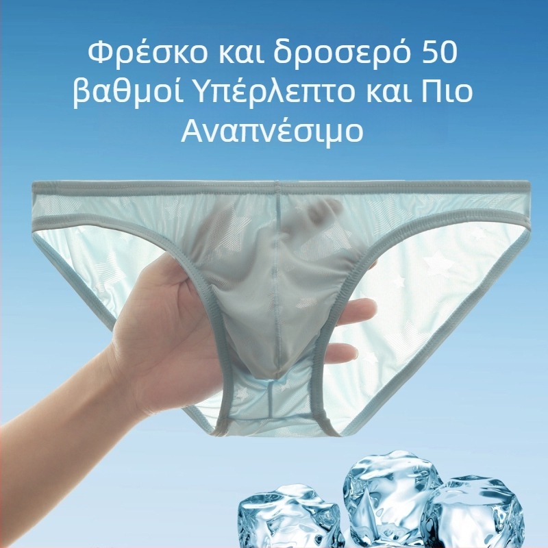 Ανδρικά briefs με ύφασμα Ice Silk, γρήγορο στέγνωμα, διαπνοή, Jacquard ύφανση, χαμηλή μέση