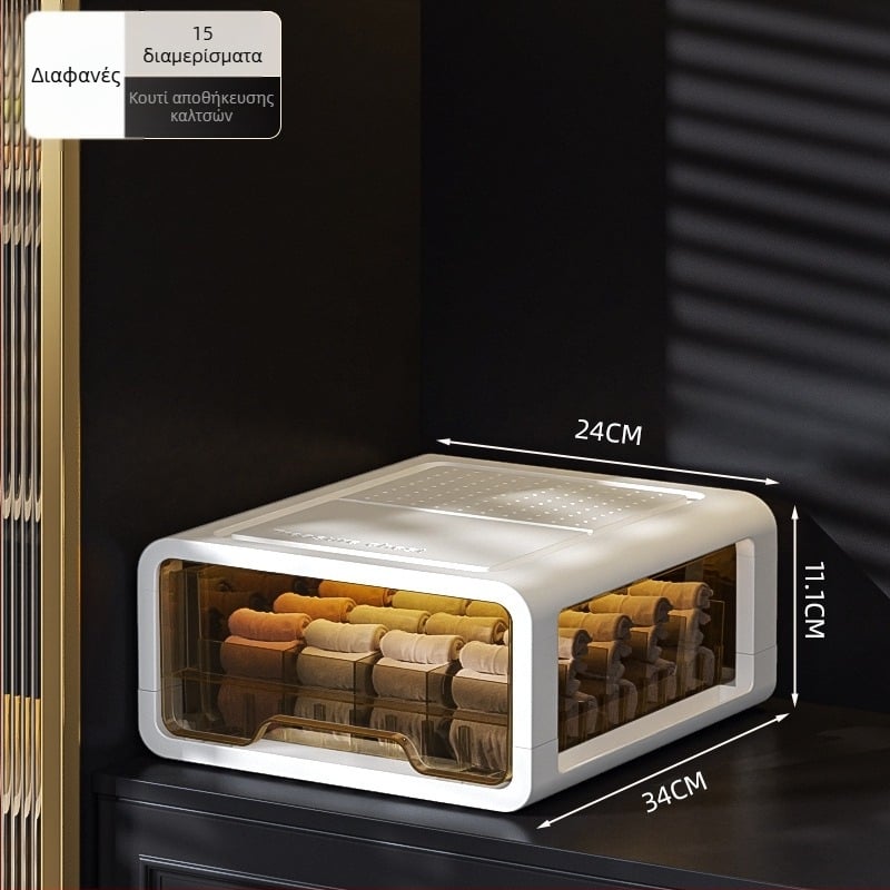 Διαφανής πλαστική συρταριέρα αποθήκευσης για ρούχα και εσώρουχα, μάρκα met, δυνατότητα εκτύπωσης λογότυπου, στυλ light luxury