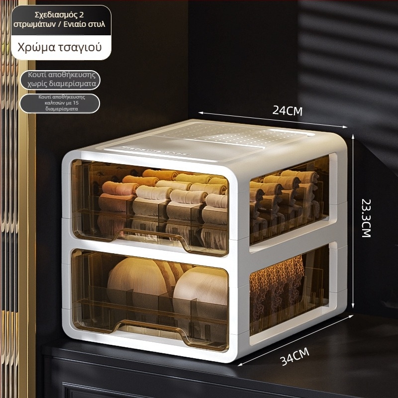 Διαφανής πλαστική συρταριέρα αποθήκευσης για ρούχα και εσώρουχα, μάρκα met, δυνατότητα εκτύπωσης λογότυπου, στυλ light luxury