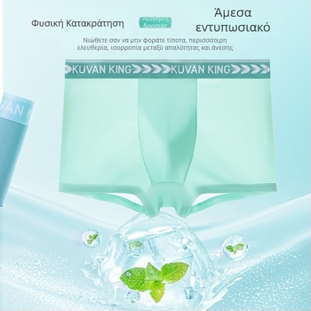 Ανδρικό εσώρουχο Ice Silk, Αντιβακτηριακό, Γρήγορο στέγνωμα, Διαπνέον, Πολυεστέρας, Μεσαία μέση