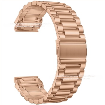 Λουρί ρολογιού από ανοξείδωτο ατσάλι, πλάτος 22 mm, για Garmin Fenix5-8, 100 g, αναδιπλούμενο κούμπωμα, στυλ αλυσίδας με τρεις κόκκους