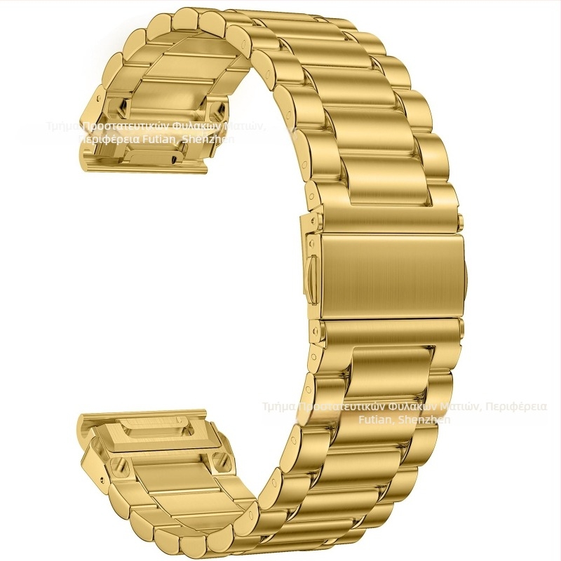 Λουρί ρολογιού από ανοξείδωτο ατσάλι, πλάτος 22 mm, για Garmin Fenix5-8, 100 g, αναδιπλούμενο κούμπωμα, στυλ αλυσίδας με τρεις κόκκους