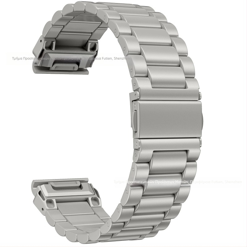 Λουρί ρολογιού από ανοξείδωτο ατσάλι, πλάτος 22 mm, για Garmin Fenix5-8, 100 g, αναδιπλούμενο κούμπωμα, στυλ αλυσίδας με τρεις κόκκους