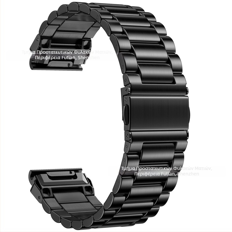 Λουρί ρολογιού από ανοξείδωτο ατσάλι, πλάτος 22 mm, για Garmin Fenix5-8, 100 g, αναδιπλούμενο κούμπωμα, στυλ αλυσίδας με τρεις κόκκους