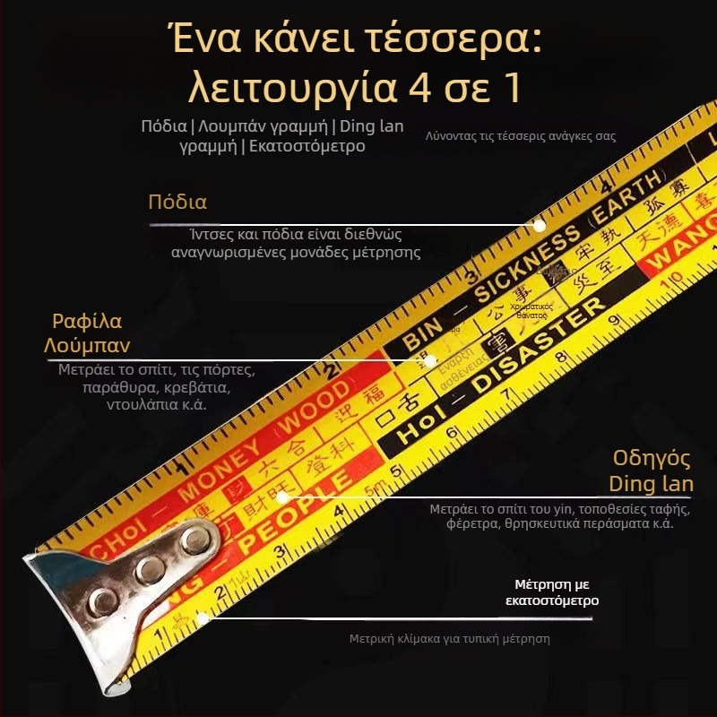 Κανόνας Λούμπαν με μεταλλική μετρητική ταινία για ξυλουργική, μάρκα Mingke
