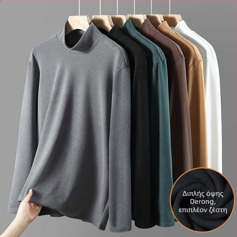 Θερμικό τοπ με βελούδινη επένδυση, ψηλό γιακά, unisex, μακριά μανίκια, πολυεστέρας 95–100%