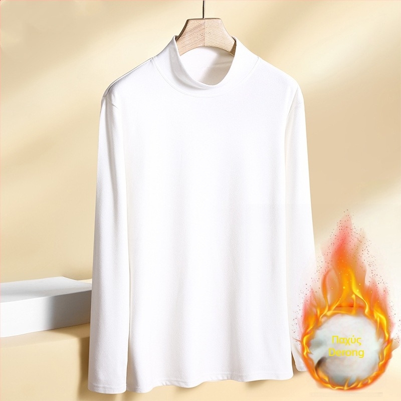 Θερμικό τοπ με βελούδινη επένδυση, ψηλό γιακά, unisex, μακριά μανίκια, πολυεστέρας 95–100%