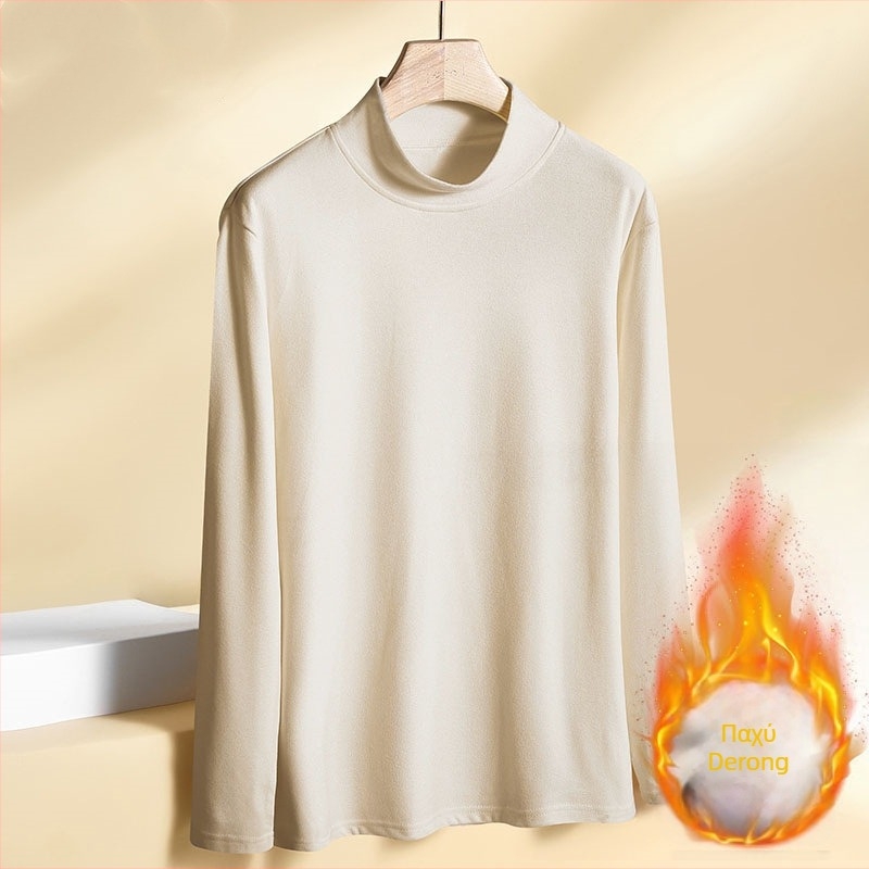 Θερμικό τοπ με βελούδινη επένδυση, ψηλό γιακά, unisex, μακριά μανίκια, πολυεστέρας 95–100%