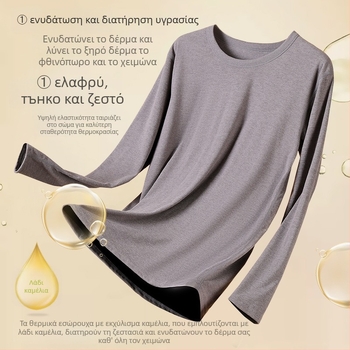 Σετ θερμικού εσωρούχου από Derong ύφασμα, ριβ ύφανση, πάνω και κάτω με στρογγυλό λαιμό; 95% πολυεστέρας, 5% σπαντέξ; 210 g/m2; ένα στρώμα; αντι-πιλίνγκ; μέτρια ζεστασιά.