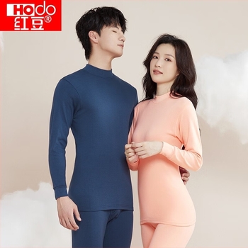 Σετ θερμικών εσωρούχων για ζευγάρια φθινοπωρινό-χειμωνιάτικο από 100% βαμβάκι, πάνω μέρος με ημιυψηλό γιακά και παντελόνια, διαπνέον, απαλό, 180 g/m², μονόστρωτο