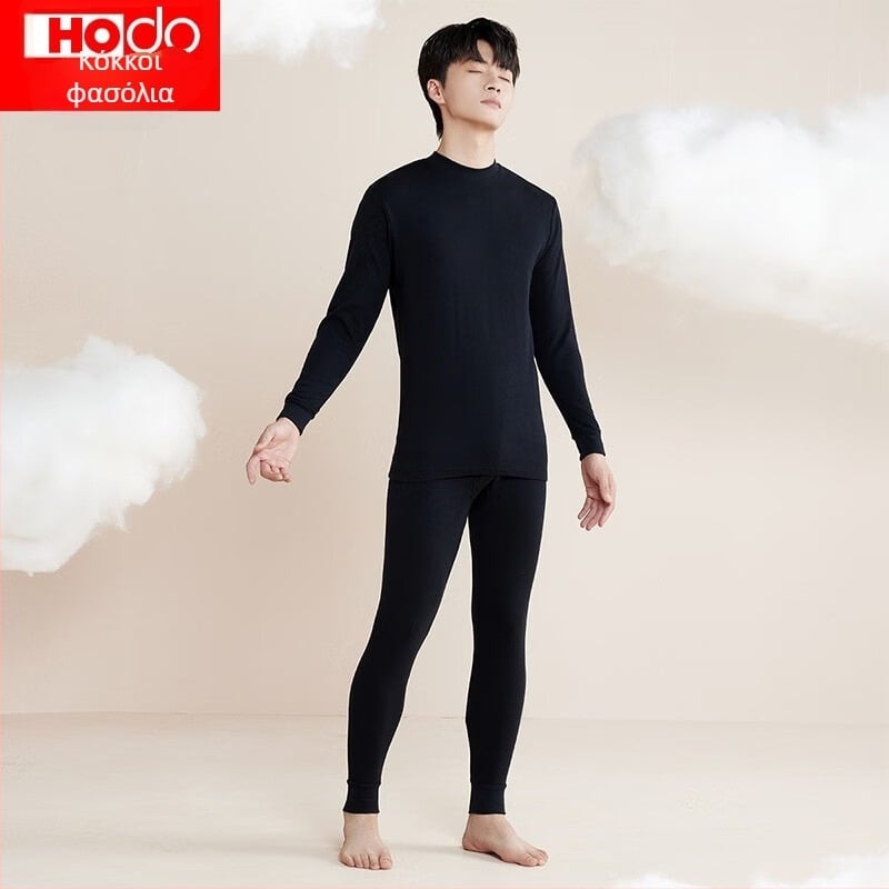 Σετ θερμικών εσωρούχων για ζευγάρια φθινοπωρινό-χειμωνιάτικο από 100% βαμβάκι, πάνω μέρος με ημιυψηλό γιακά και παντελόνια, διαπνέον, απαλό, 180 g/m², μονόστρωτο