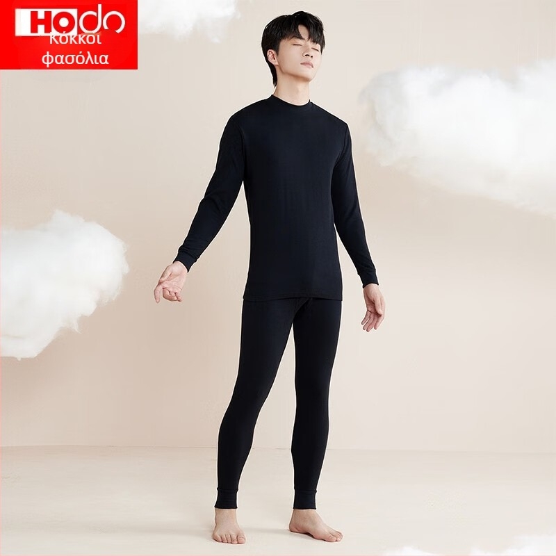 Σετ θερμικών εσωρούχων για ζευγάρια φθινοπωρινό-χειμωνιάτικο από 100% βαμβάκι, πάνω μέρος με ημιυψηλό γιακά και παντελόνια, διαπνέον, απαλό, 180 g/m², μονόστρωτο