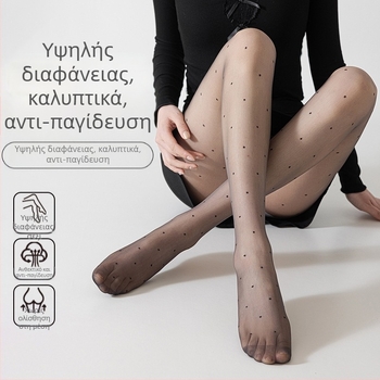 Καλσόν με πουά σχέδιο, ultra-λεπτά, 10D νάιλον, περιεκτικότητα 80–90% σε νάιλον