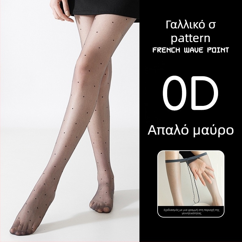 Καλσόν με πουά σχέδιο, ultra-λεπτά, 10D νάιλον, περιεκτικότητα 80–90% σε νάιλον