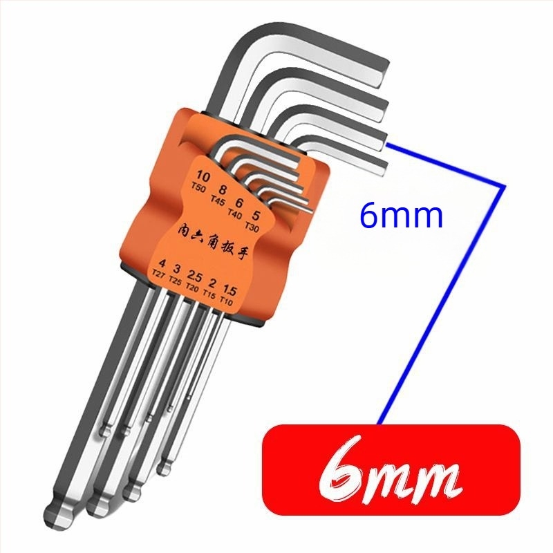 Σετ κλειδιών εξάγωνου με εσωτερικό εξάγωνο, L-σχήματος, δέκα τεμάχια, από χρωμιο-μολυβδενίου-βάνδιο ατσάλι υψηλής σκληρότητας