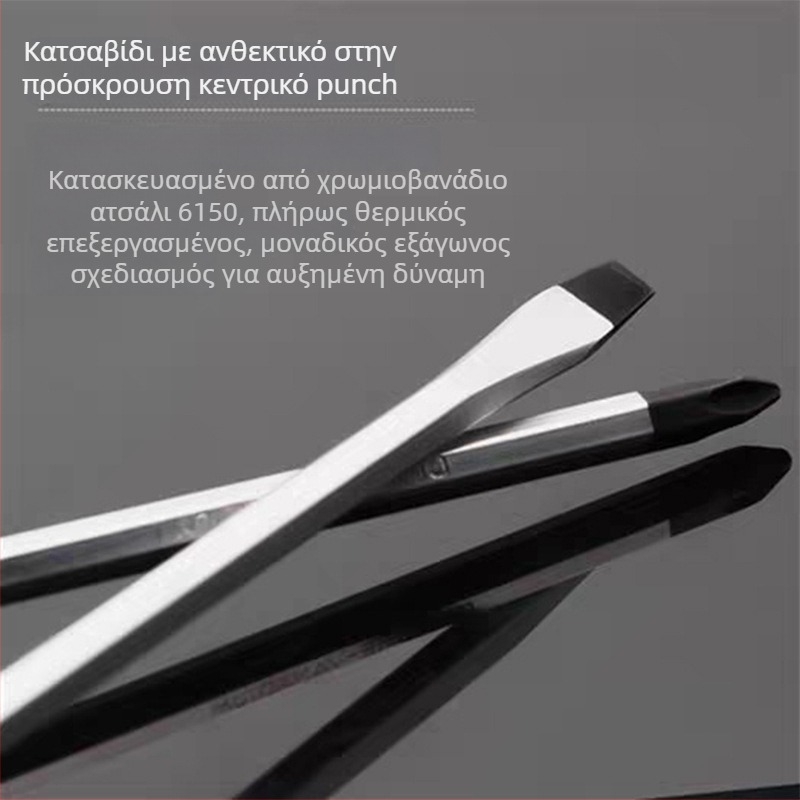 Σετ κατσαβίδια με μαγνητικό κράμα χρωμιοβάνδιο ατσάλι, κεφαλές Phillips και επίπεδη, με λαβή PP/TPR