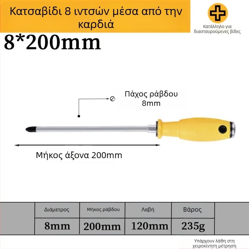 Σετ κατσαβίδια με μαγνητικό κράμα χρωμιοβάνδιο ατσάλι, κεφαλές Phillips και επίπεδη, με λαβή PP/TPR