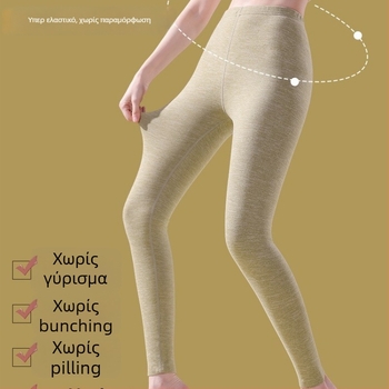 Γυναικείοι θερμικοί παντελόνες με ίνες θέρμανσης και σπάντεξ, χαλαρή εφαρμογή, μεσαίο πάχος, διατηρούν τη θερμότητα