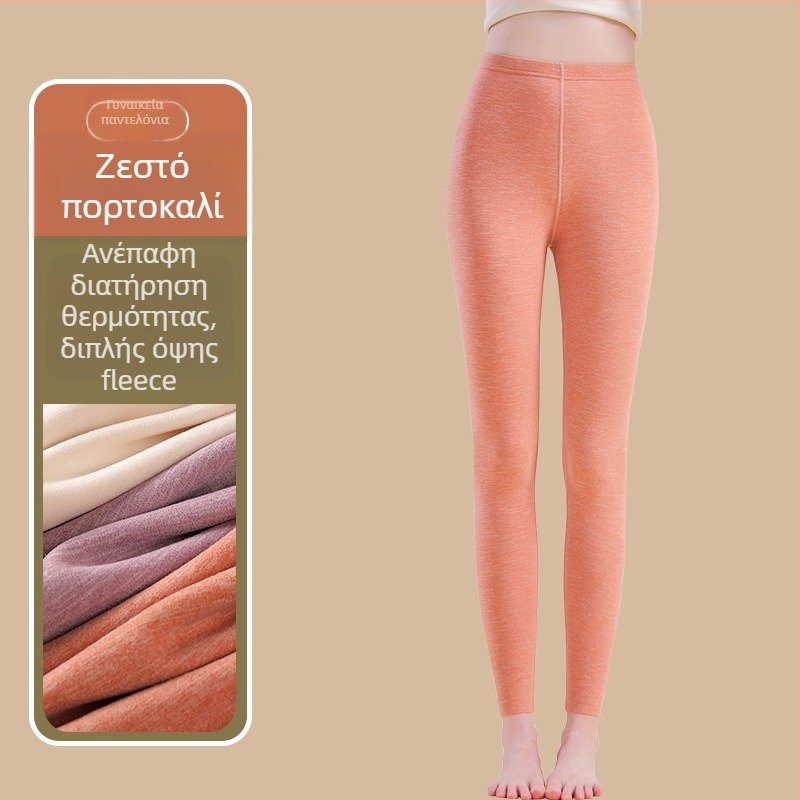 Γυναικείοι θερμικοί παντελόνες με ίνες θέρμανσης και σπάντεξ, χαλαρή εφαρμογή, μεσαίο πάχος, διατηρούν τη θερμότητα