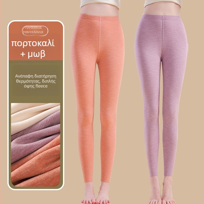 Γυναικείοι θερμικοί παντελόνες με ίνες θέρμανσης και σπάντεξ, χαλαρή εφαρμογή, μεσαίο πάχος, διατηρούν τη θερμότητα