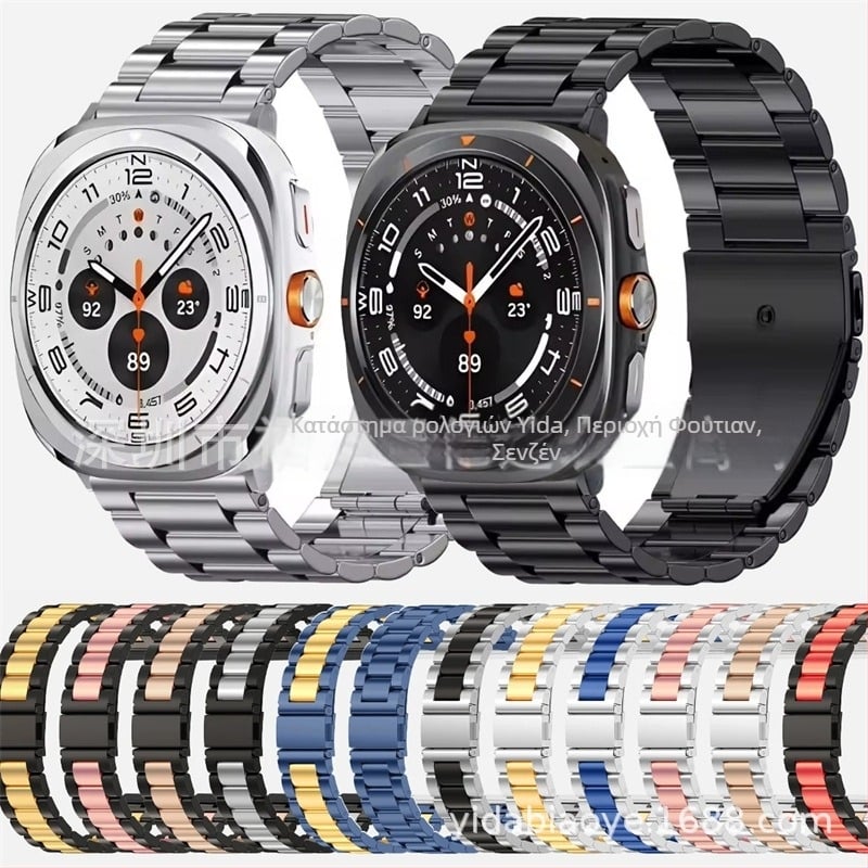 Λουρί από ανοξείδωτο ατσάλι για Samsung Galaxy Watch7 Ultra, αναδιπλούμενο κούμπωμα, στυλ επιχειρηματικό, βάρος 100 γρ