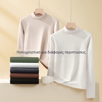 Τοπ βάσης με ημι‑ψήλο γιακά, διπλής όψης φλίς, μακριά μανίκια, unisex, πολυεστέρας 251–300 g/m²