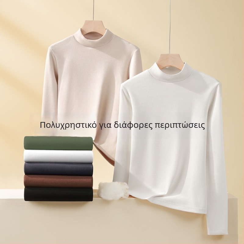 Τοπ βάσης με ημι‑ψήλο γιακά, διπλής όψης φλίς, μακριά μανίκια, unisex, πολυεστέρας 251–300 g/m²