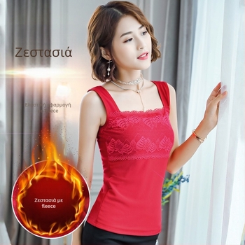 Γυναικείο camisole φθινόπωρο-χειμώνα, εφαρμοστό με ελαστικό ύφασμα, δαντελωτές κεντήματα και διάτρητες λεπτομέρειες; ύφασμα: Modal; κύριο ύφασμα 95% βαμβάκι; χαμηλό ντεκολτέ; τετρά εποχές