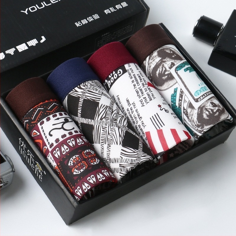 Ανδρικά μποξέρ Youle box - αναπνεύσιμο πολυεστερικό πλεκτό ύφασμα, μεσαία μέση, επένδυση καβάλου με Σπάντεξ 95–100%