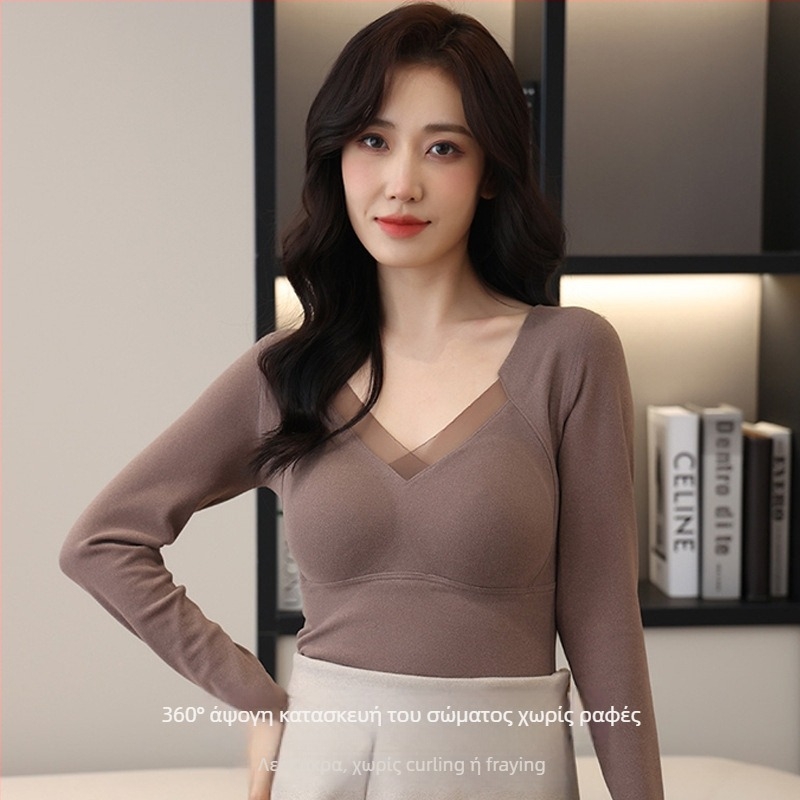 Καμιζόλε χωρίς ραφές, ένα κομμάτι, με επένδυση στήθους, V-λαιμό, παχύ ύφασμα (251–300 g/m2)