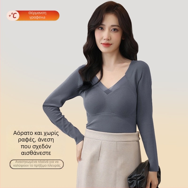 Καμιζόλε χωρίς ραφές, ένα κομμάτι, με επένδυση στήθους, V-λαιμό, παχύ ύφασμα (251–300 g/m2)