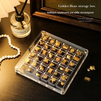 Τετράγωνη θήκη κοσμημάτων με 36 διαμερίσματα, διαφανές ακρυλικό, μαγνητική κατασκευή από PET, χαριτωμένο στυλ καρτούν