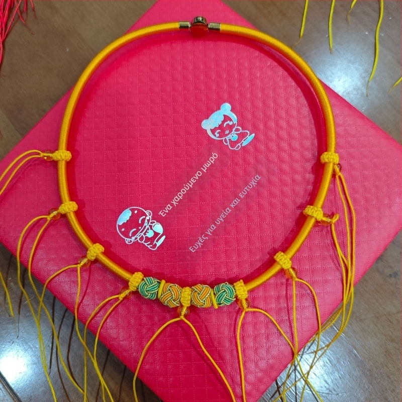 Χειροποίητο παιδικό κολιέ με λουκέτο μακροζωίας και σκοινί, στυλ πολλαπλών κρεμάσεων (Κωδ. ty5)